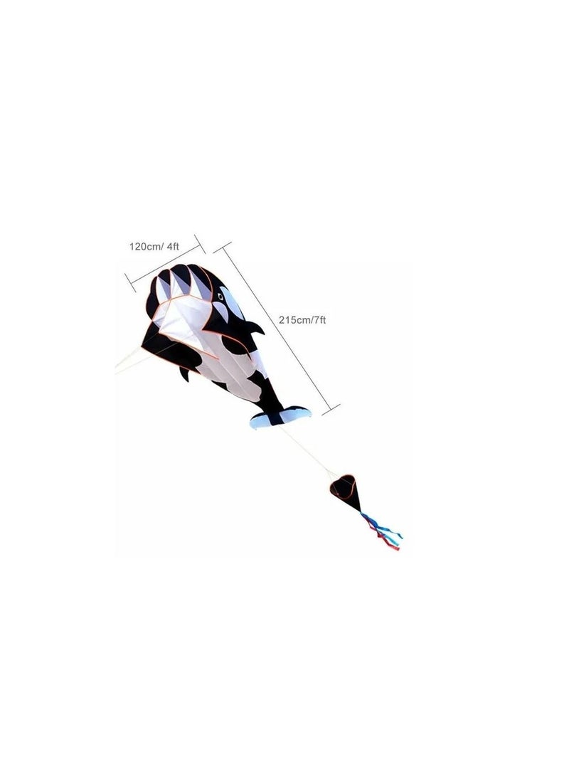 1-Piece Killer Whale Shape Kite,3D Huge Frameless Soft Dolphin Kite,215x120CM Kite with 100M Flying Lines