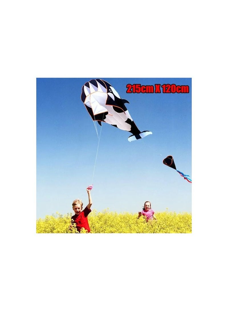 1-Piece Killer Whale Shape Kite,3D Huge Frameless Soft Dolphin Kite,215x120CM Kite with 100M Flying Lines