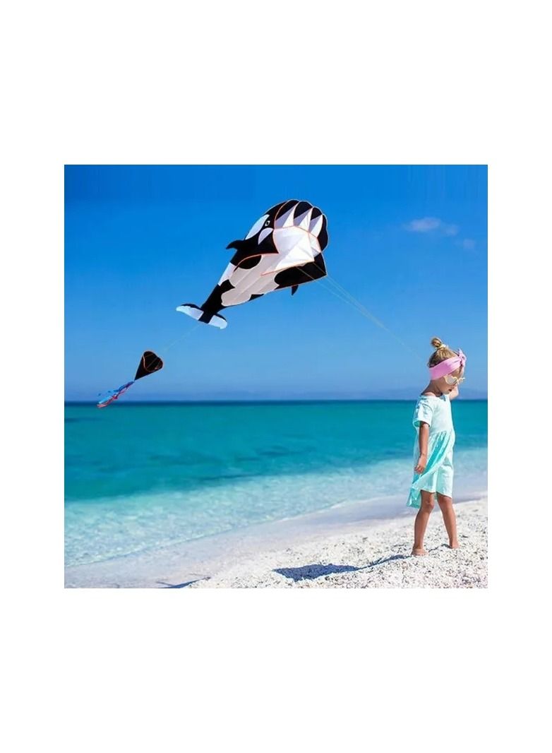 1-Piece Killer Whale Shape Kite,3D Huge Frameless Soft Dolphin Kite,215x120CM Kite with 100M Flying Lines