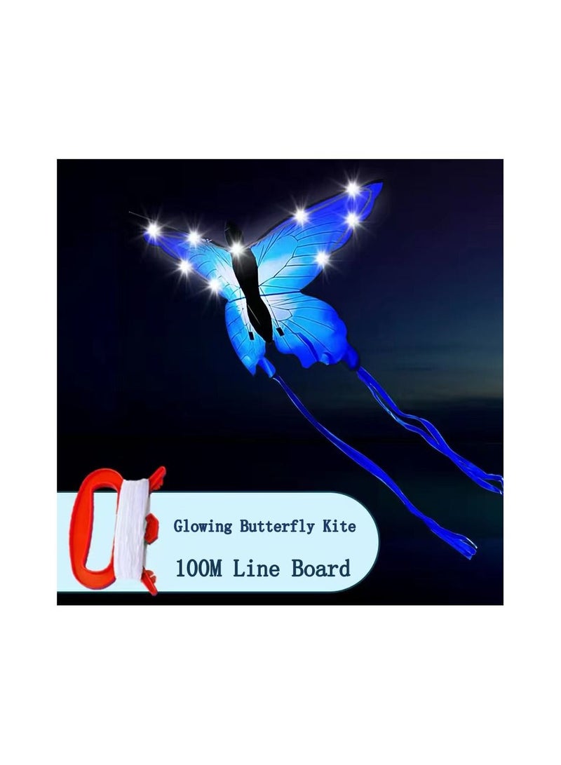 1-Piece Classical LED Lights Butterfly Kite,Outdoor Easy to Fly Kite with Hand Holding Wheel and 100M Line