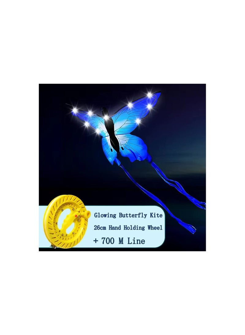 1-Piece Classical LED Lights Butterfly Kite,Outdoor Easy to Fly Kite with Hand Holding Wheel and 700M Line