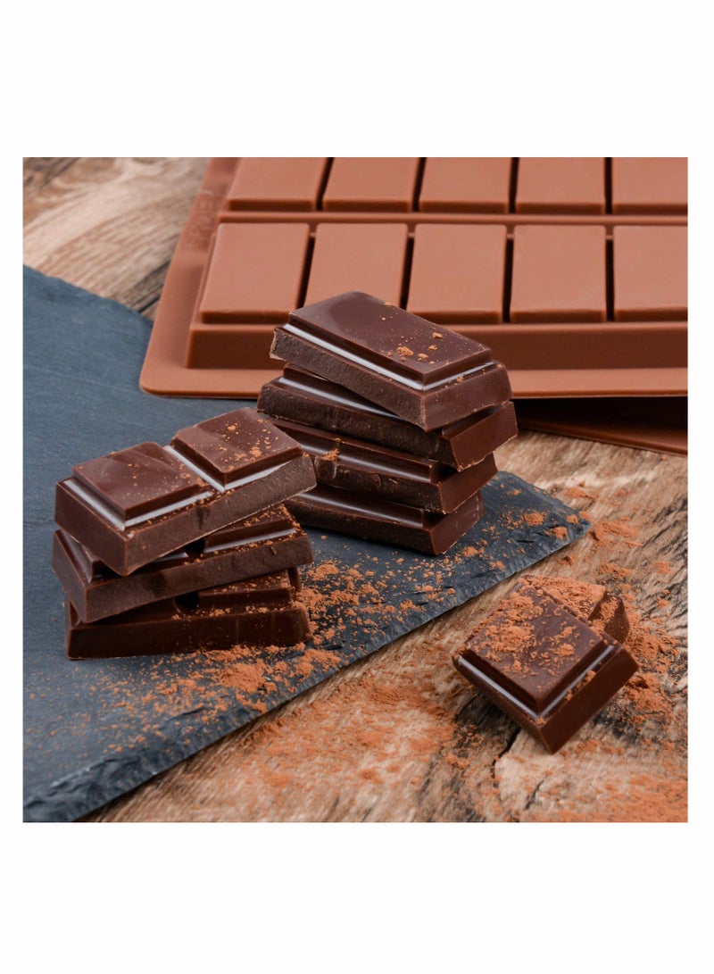 Silicone Chocolate Bar Sweet Moulds Hot Chocolate Moulds Rectangle Baking Silicon Bakeware Moulds Shape Wax Flexible Moulds, Pack of 2