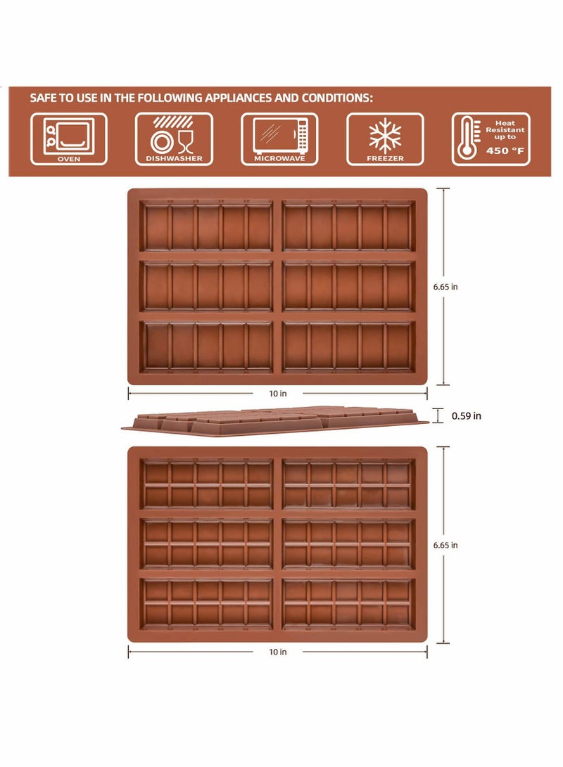 Silicone Chocolate Bar Sweet Moulds Hot Chocolate Moulds Rectangle Baking Silicon Bakeware Moulds Shape Wax Flexible Moulds, Pack of 2