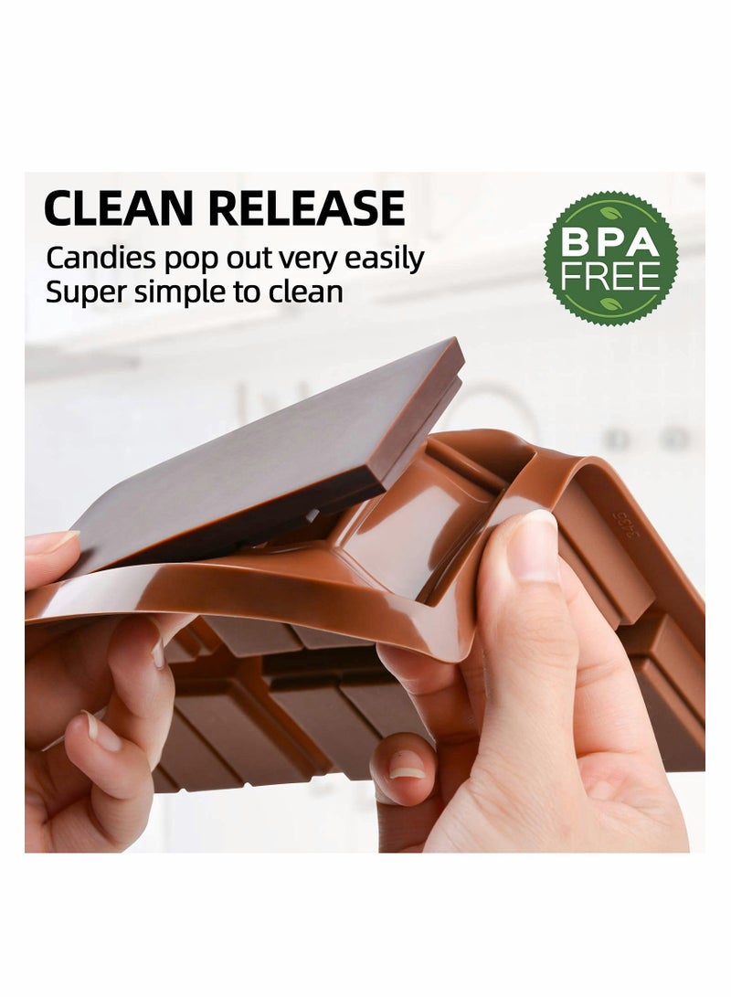 Silicone Chocolate Bar Sweet Moulds Hot Chocolate Moulds Rectangle Baking Silicon Bakeware Moulds Shape Wax Flexible Moulds, Pack of 2