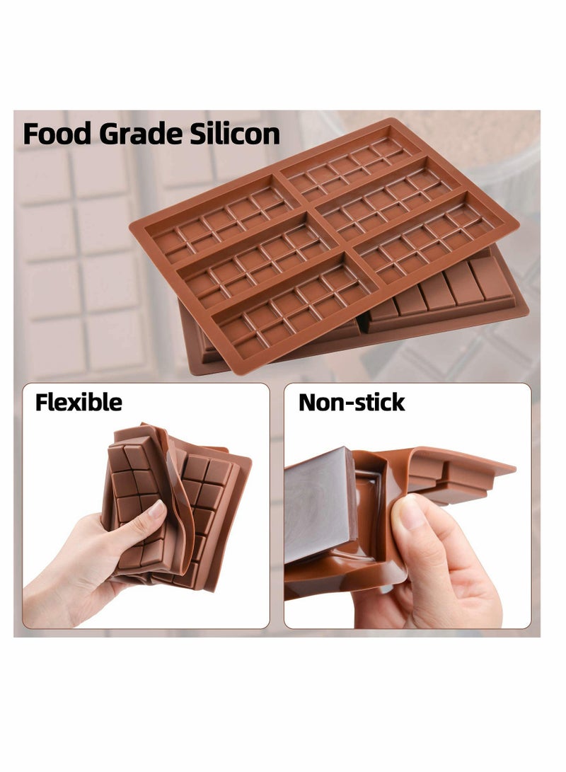 Silicone Chocolate Bar Sweet Moulds Hot Chocolate Moulds Rectangle Baking Silicon Bakeware Moulds Shape Wax Flexible Moulds, Pack of 2