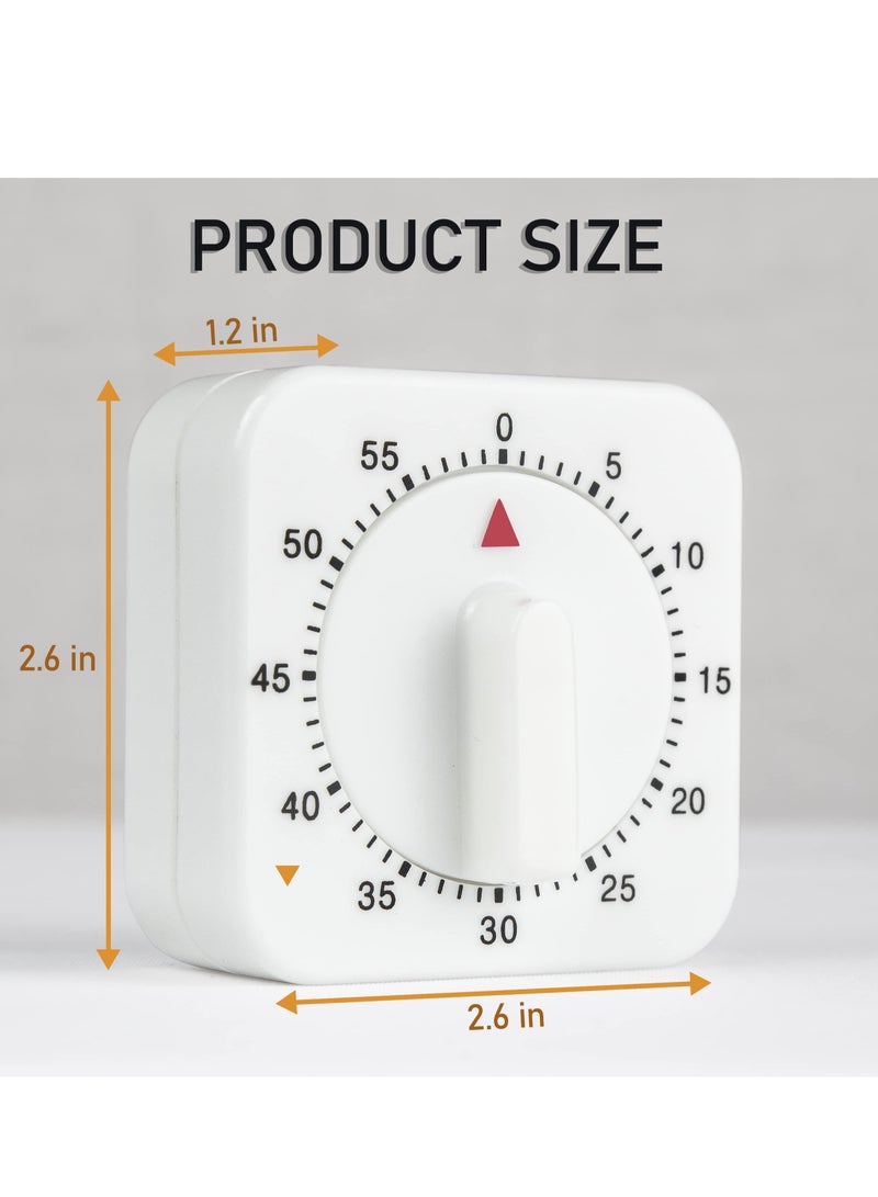 2-Pack Square 60 Minute Mechanical Kitchen Timer,Chef Cooking Timer Clock with Loud Alarm,No Batteries Required - Kitchen Learning Management Timer Magnetic Backing with Fridge Magnets
