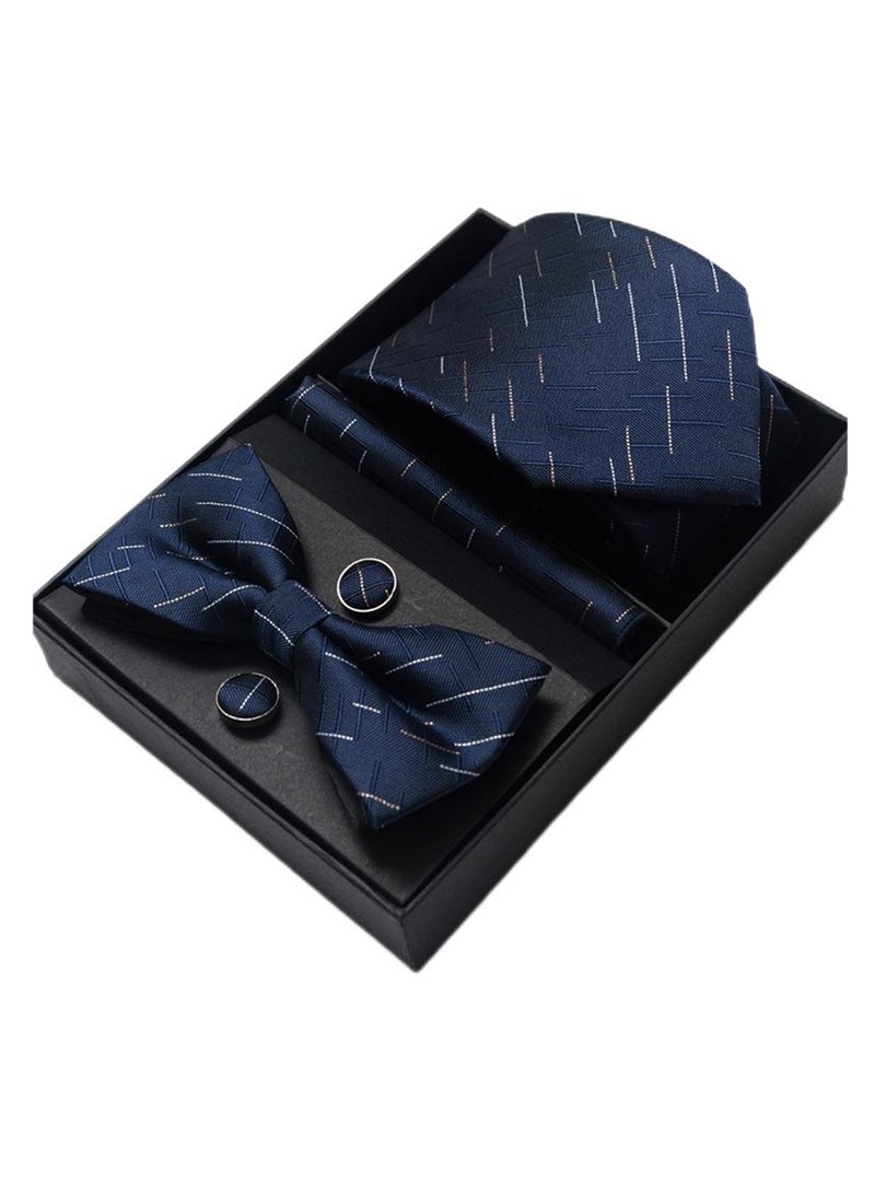 5 pcs high-end tie for men business professional formal tie bow tie cufflinks square scarf fashion accessories gift box