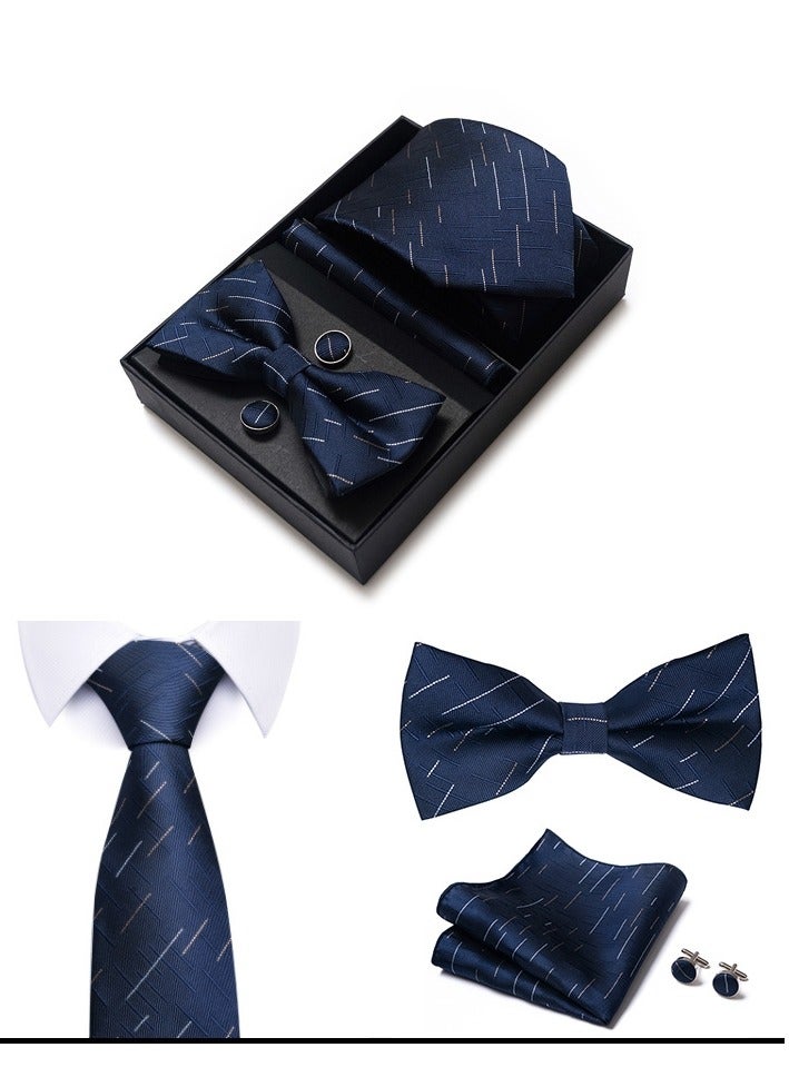 5 pcs high-end tie for men business professional formal tie bow tie cufflinks square scarf fashion accessories gift box