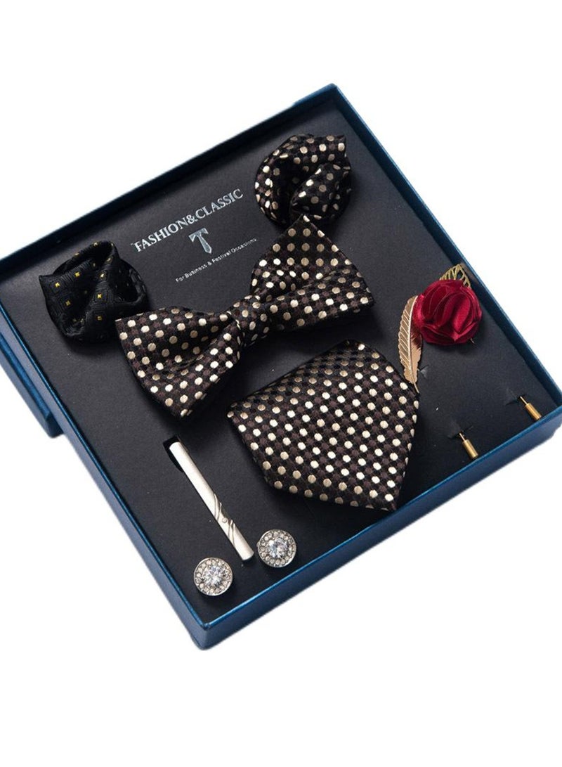 8pcs tie set bow tie men's accessories brooch brooch cufflinks formal suit accessories set