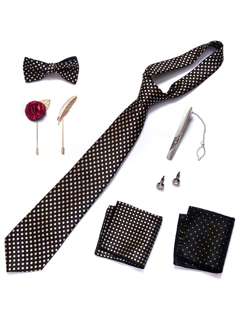 8pcs tie set bow tie men's accessories brooch brooch cufflinks formal suit accessories set