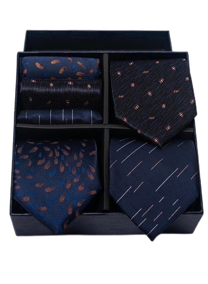 6pcs men's gift box set 3 ties 3 chest scarves fashion business tie square scarf set