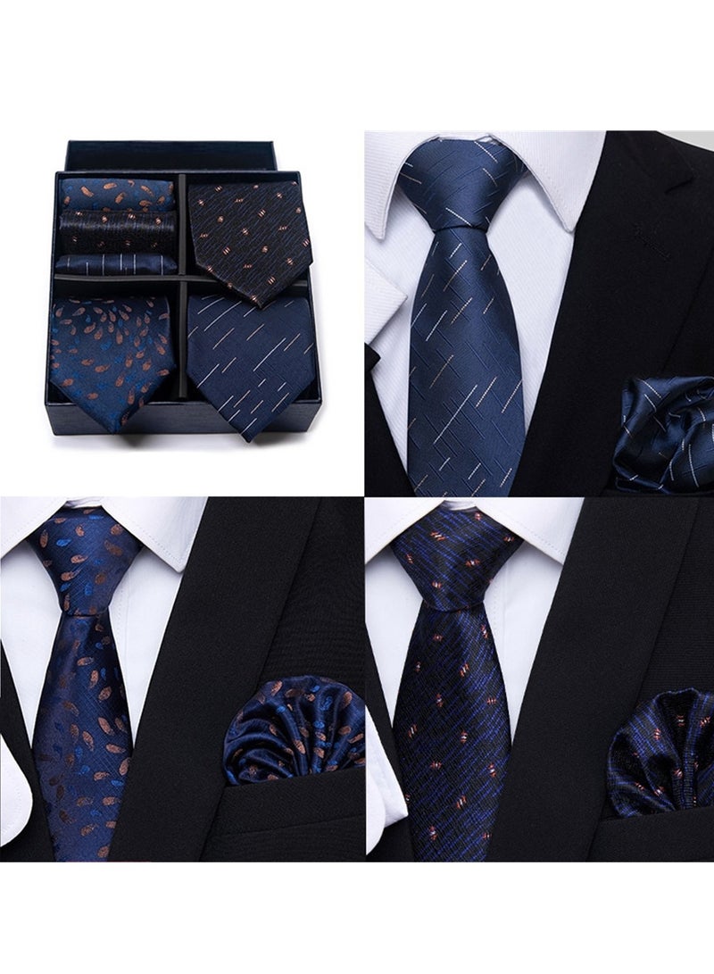 6pcs men's gift box set 3 ties 3 chest scarves fashion business tie square scarf set