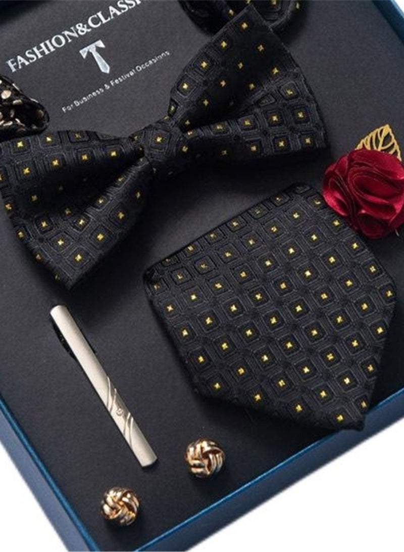 8pcs tie set bow tie men's accessories brooch brooch cufflinks formal suit accessories set