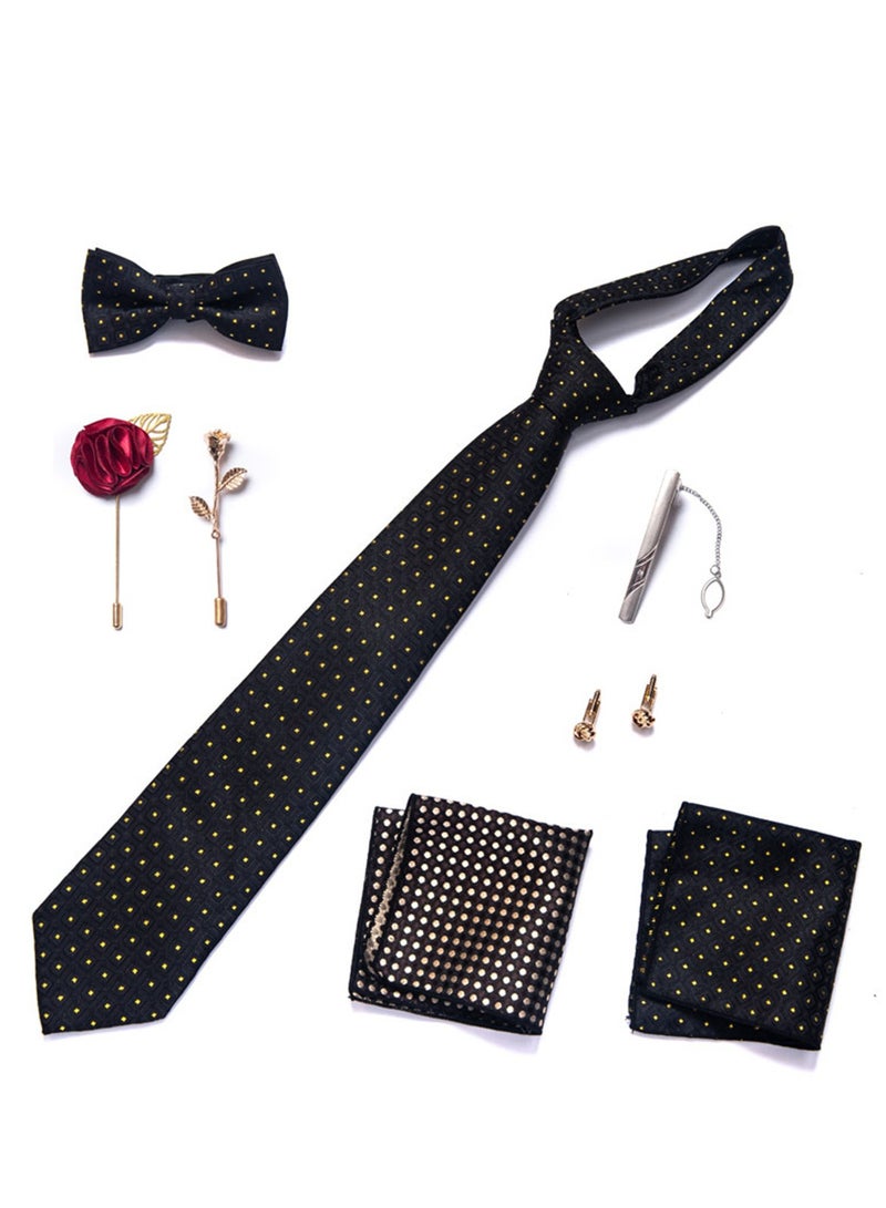 8pcs tie set bow tie men's accessories brooch brooch cufflinks formal suit accessories set