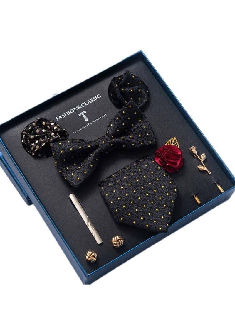 8pcs tie set bow tie men's accessories brooch brooch cufflinks formal suit accessories set