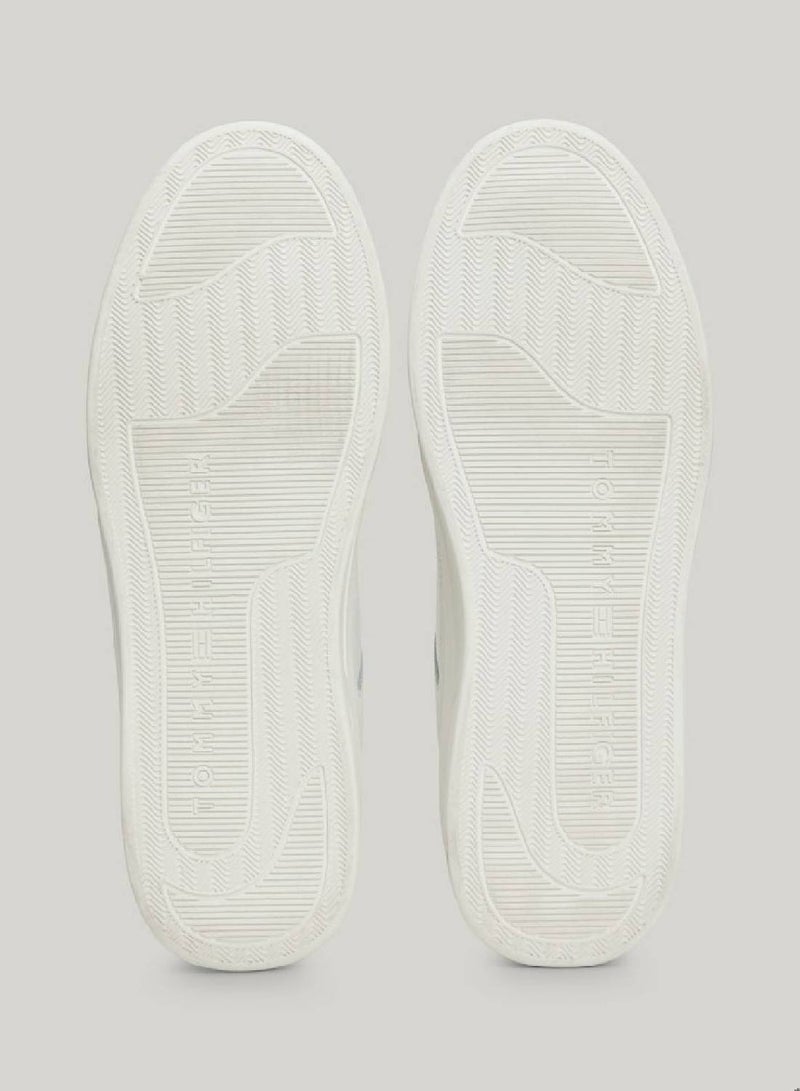 Women's Essential Metallic Detail Basketball Trainers -  Leather mix upper, Beige