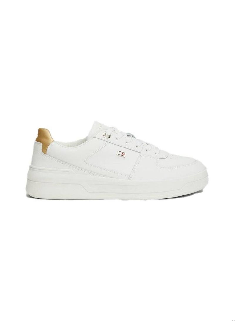 Women's Essential Metallic Detail Basketball Trainers -  Leather mix upper, Beige