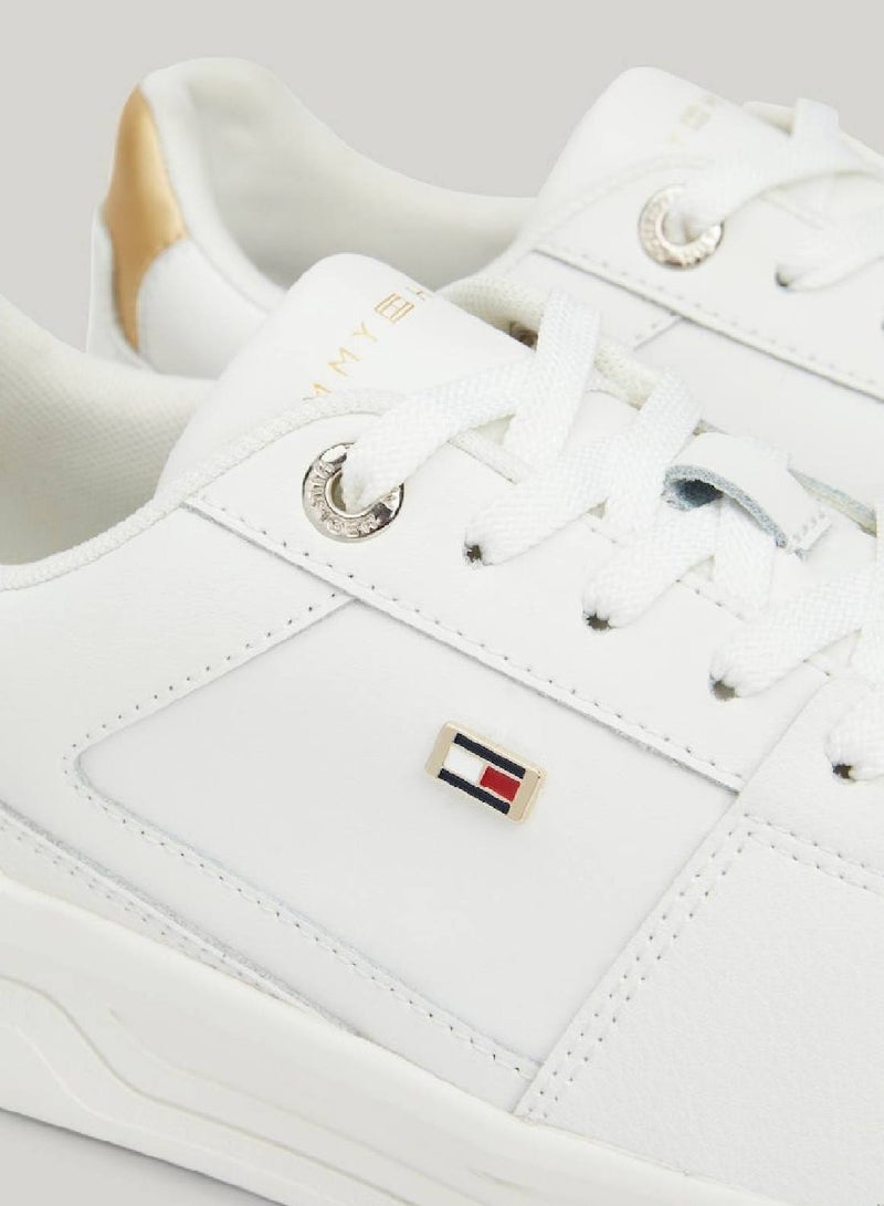 Women's Essential Metallic Detail Basketball Trainers -  Leather mix upper, Beige
