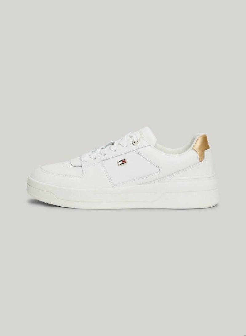 Women's Essential Metallic Detail Basketball Trainers -  Leather mix upper, Beige