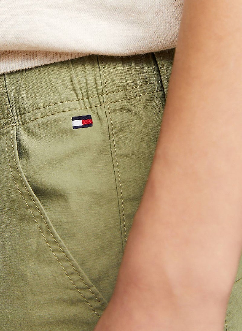 Boys' Hilfiger Monotype Straight Cargo Shorts -  Stretch organic cotton, Green