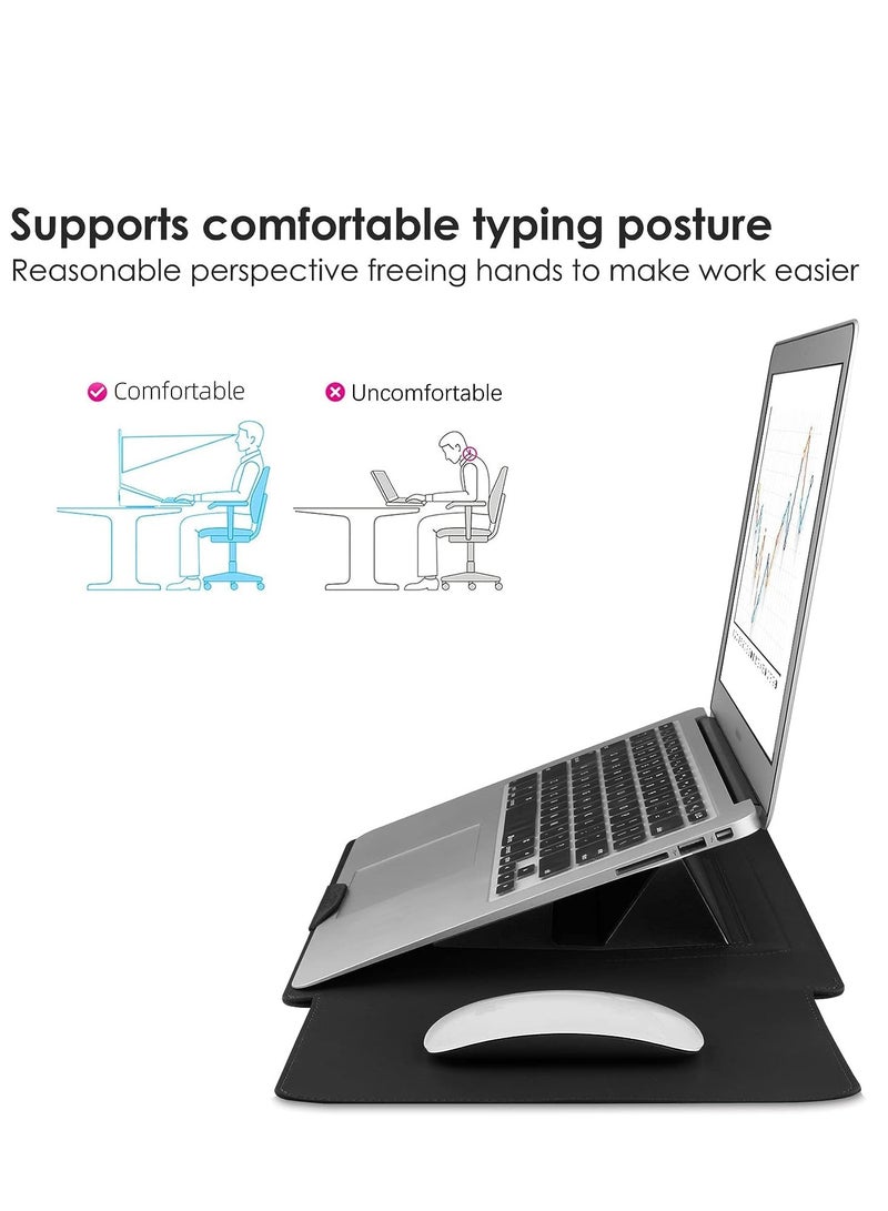 13-14 Inch Laptop Sleeve Case Leather Bag Compatible with MacBook Air 13.3''/13.6'' M1 M2/MacBook Pro 13 2022-2016/Dell XPS 13