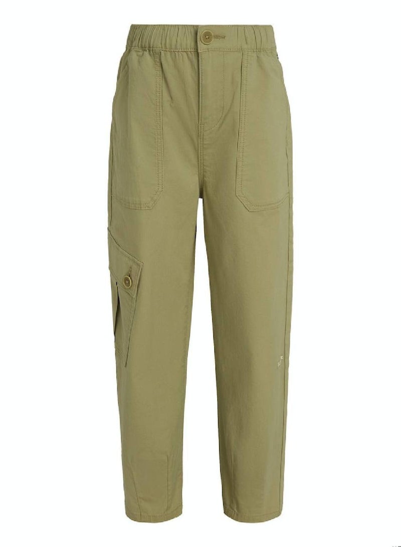 Boys' Th Monogram Wide Leg Cargo Trousers -  Stretch organic cotton, Green