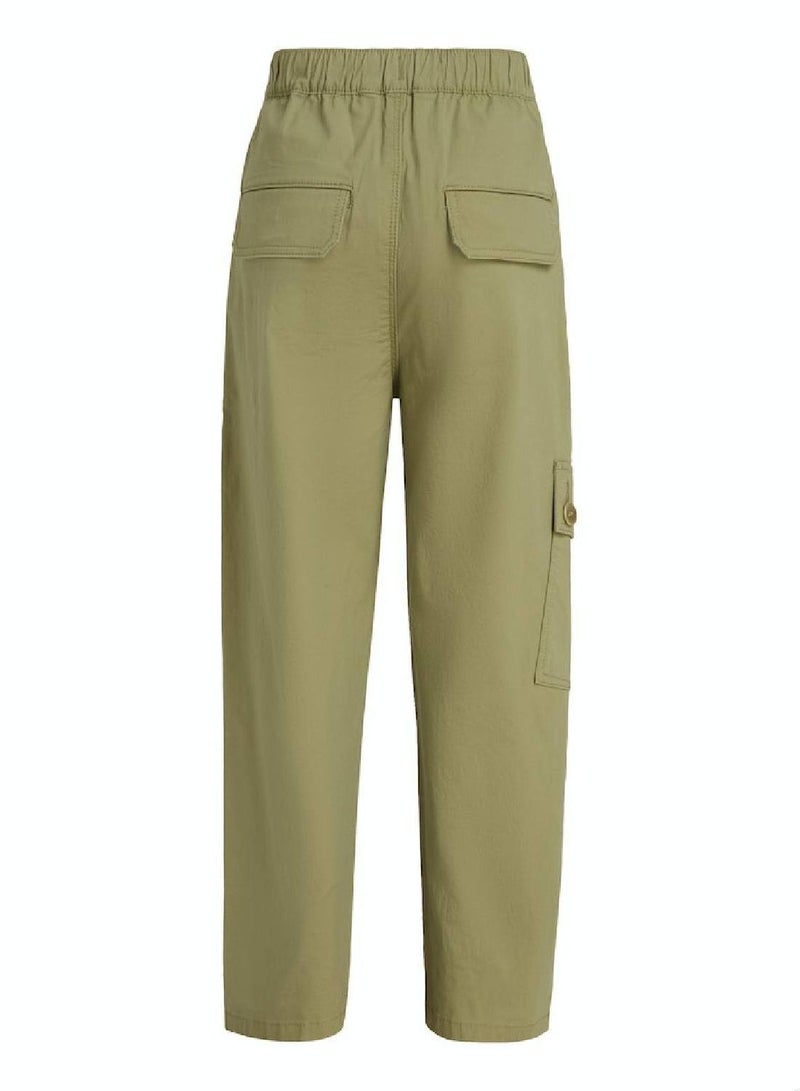 Boys' Th Monogram Wide Leg Cargo Trousers -  Stretch organic cotton, Green