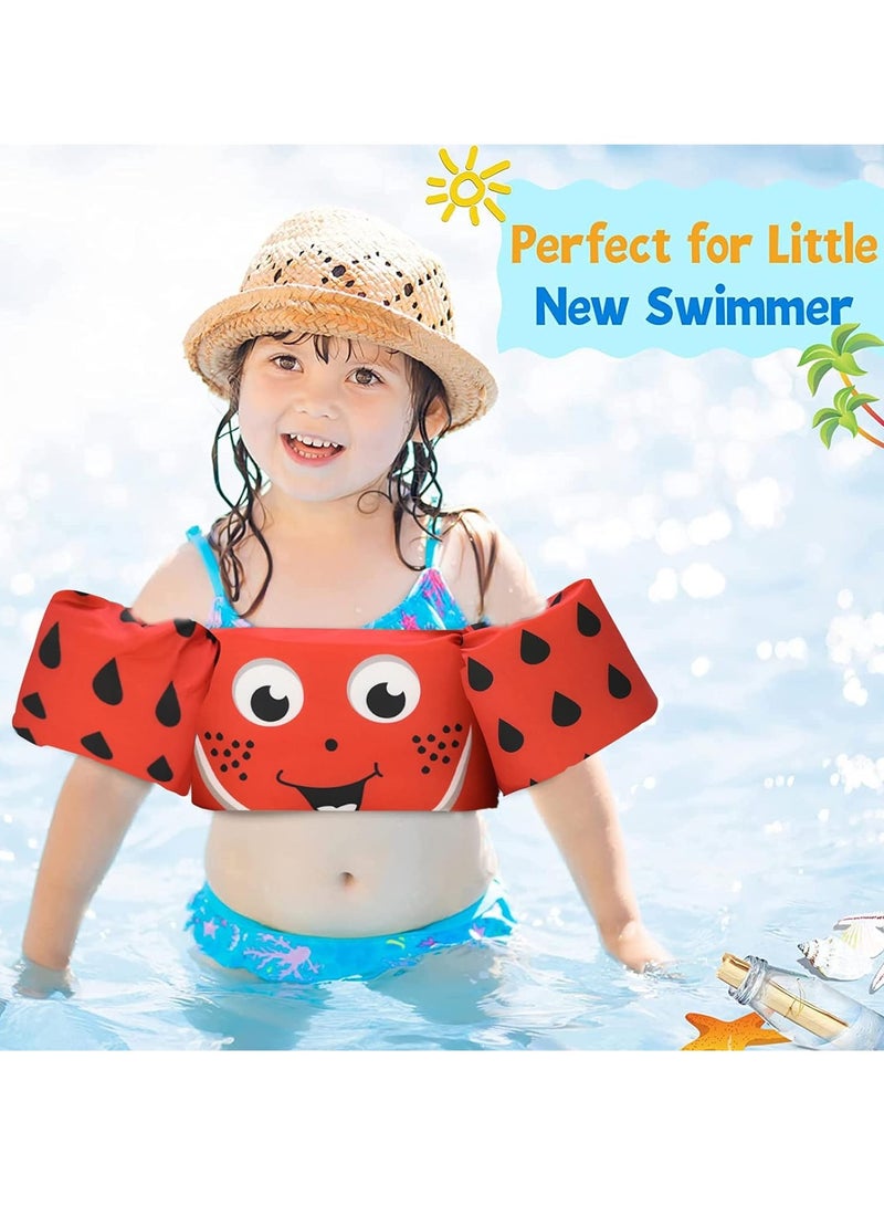 Toddler Swim Vest for Kids 1-5 Years Old 30-55 lbs Boy and Girl Learn-to-Swim Adjustable Strap Swimming Jacket Water Wings for with lovely Cartoon Children's Swimming Pool