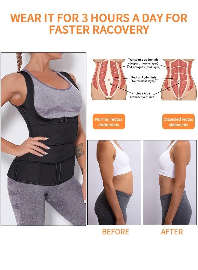 Waist Trainer for Women Waist Trainer Corset Vest Tummy Slimming Belly  Body Shaper, Double Belt Sauna Workout Trimmer Belts with Zipper and 9 Steel Bones