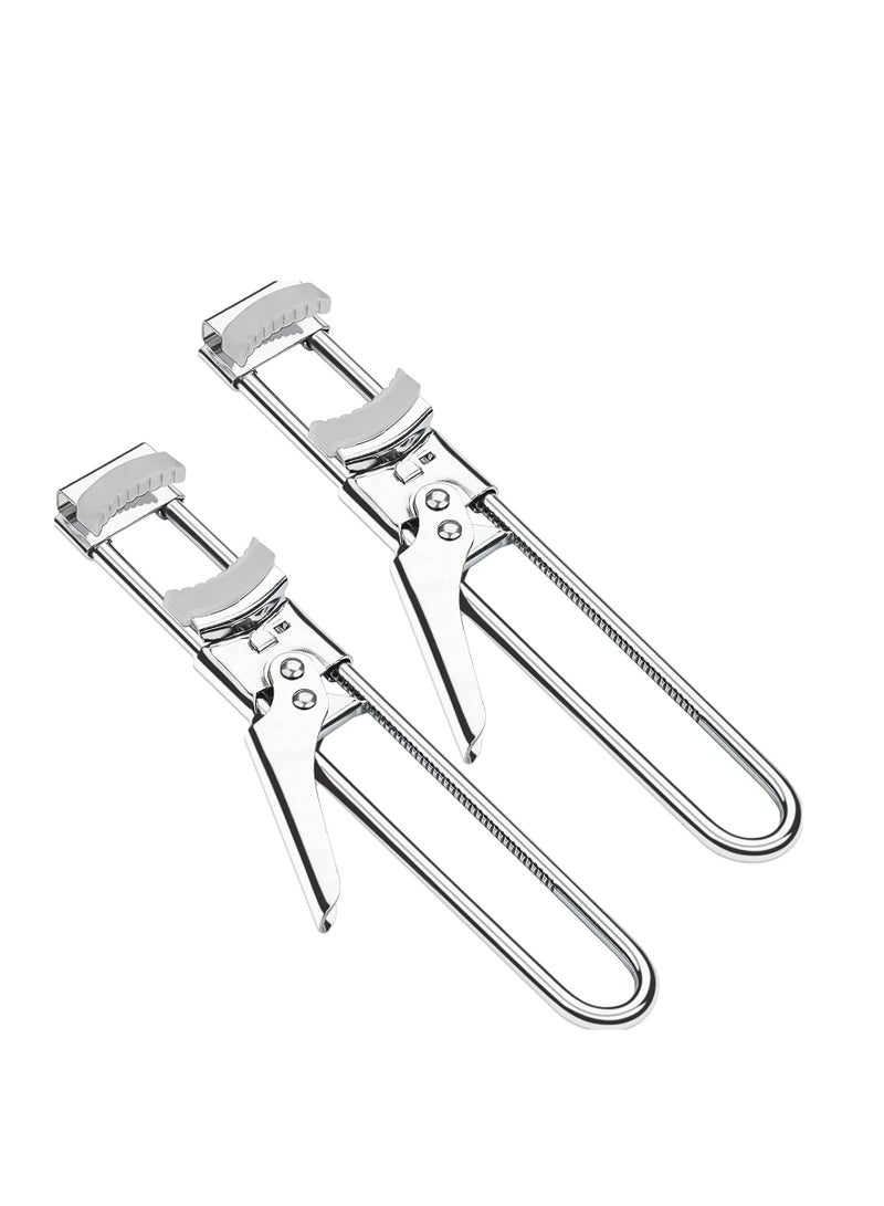 Adjustable Jar Opener for Weak Hands Easy Jar Opener for Seniors with Arthritis, Multifunctional Stainless Steel Can Opener Jar Lid Gripper Manual Bottle Opener Kitchen Gadgets (2 PCS)