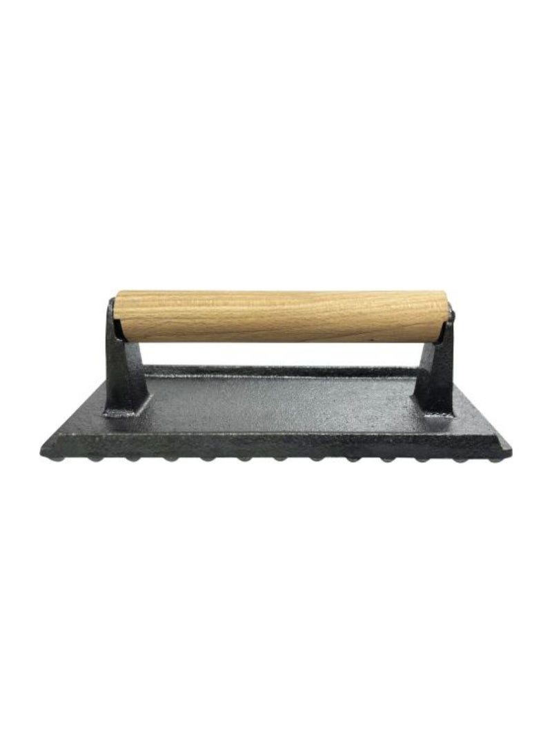 Cast Iron Burger Press With Wooden Handle