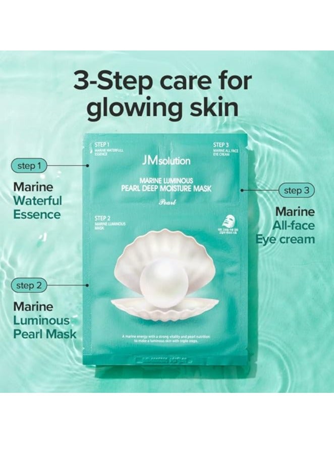 JM Solution Marine Luminous Pearl Deep Moisture 3 Step Mask - Pack of 10