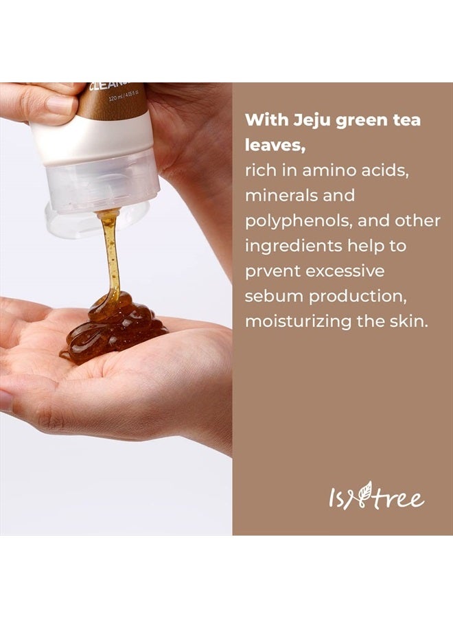 Green Tea Fresh Cleanser 120Ml, Green Tea Extract From Jeju, Contains Grind Green Tea, Mild Gel Cleanser