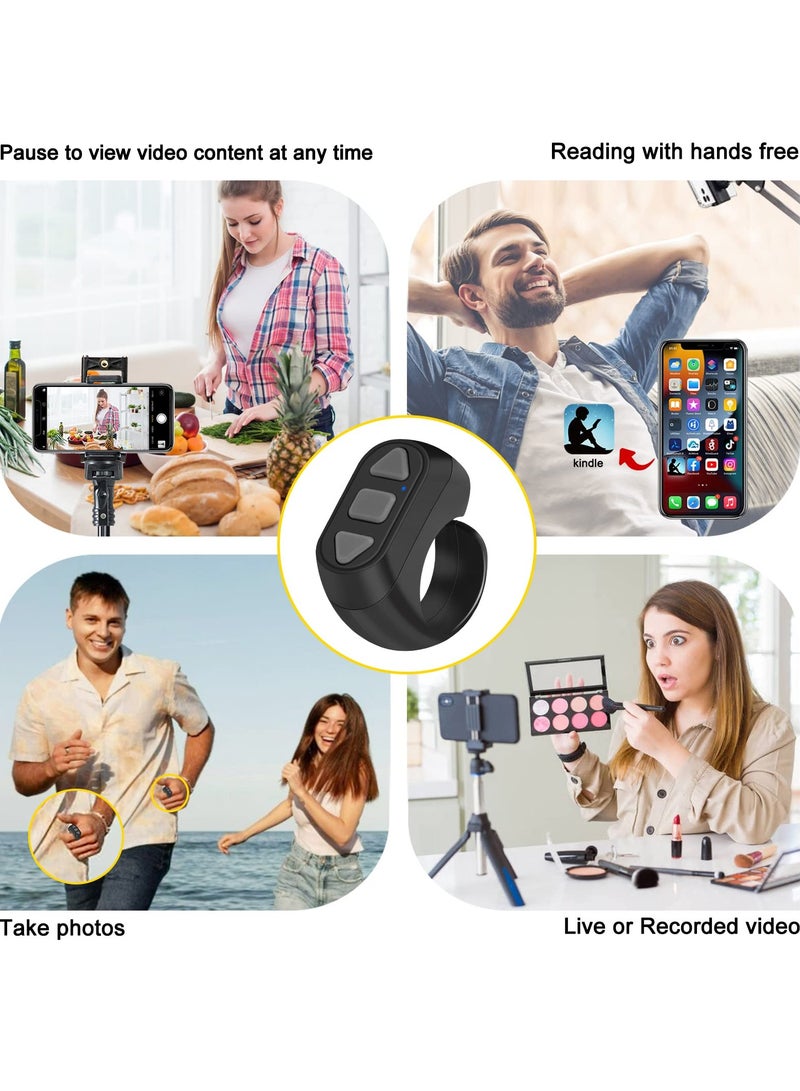 Remote Control for TikTok, Kindle App Page Turner, Bluetooth Camera Video Recording, Tik Tok Scrolling Ring for Sending on iPhone, iPad, iOS, Android Camera Remote Shutter Selfie Button, Black.