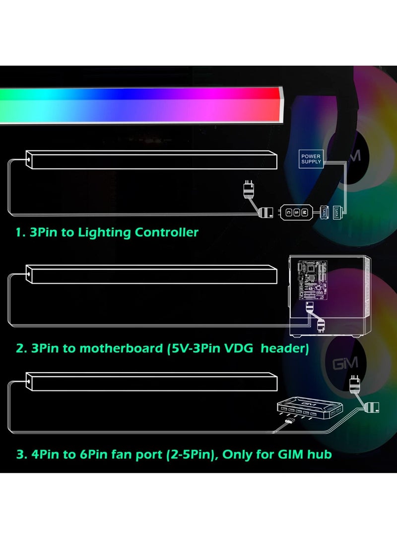 KB-14 RGB PC Light Strip for Gaming Case, 0.98ft Addressable Rainbow Magnetic LED Strip, 5V ARGB 4Pin Header for Asus, Asrock, Gigabyte, Compatible with GIM Hub