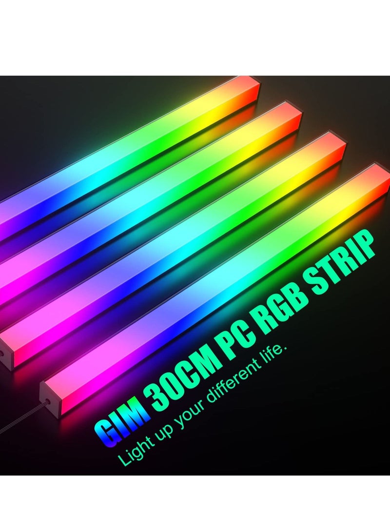 KB-14 RGB PC Light Strip for Gaming Case, 0.98ft Addressable Rainbow Magnetic LED Strip, 5V ARGB 4Pin Header for Asus, Asrock, Gigabyte, Compatible with GIM Hub