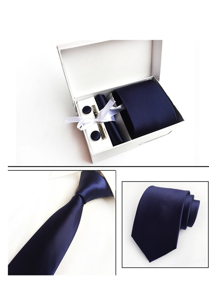 6 PCS Men's Premium Tie Gift Box Tie Pocket Square Fashionable Stylish Tie Clip Cufflinks Set