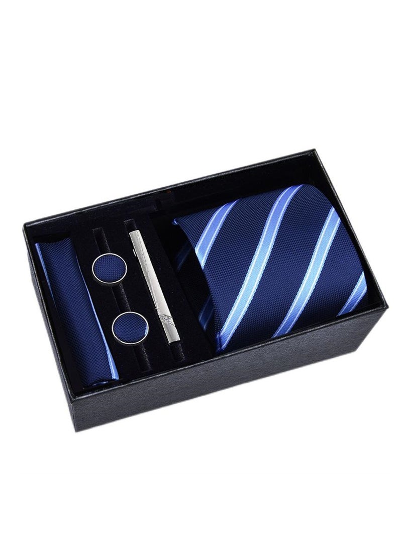 5 Pcs Men's Tie Square Scarf Cufflinks Tie Clip Business Men's Trendy Suit