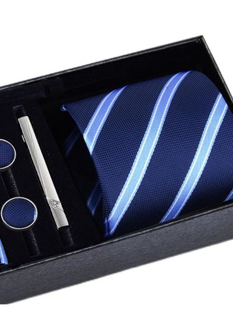 5 Pcs Men's Tie Square Scarf Cufflinks Tie Clip Business Men's Trendy Suit