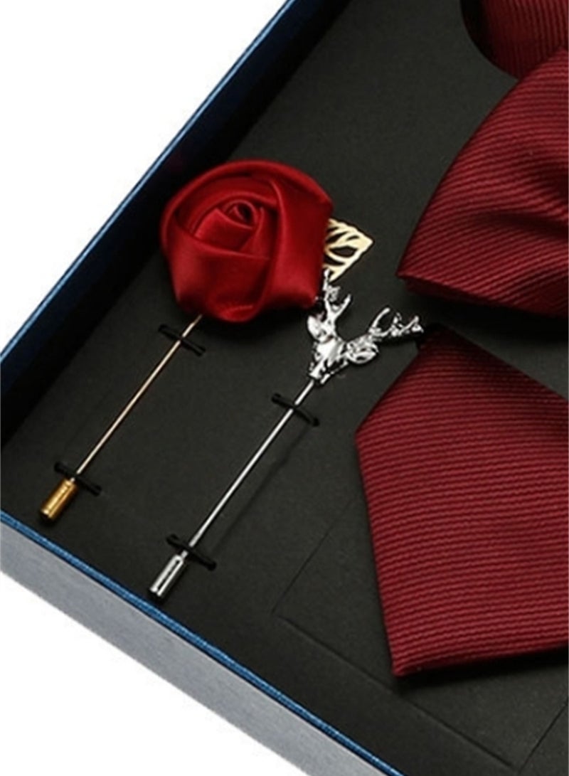 8 Pcs Men's tie pocket square cufflinks bow tie brooch set men's gift box set