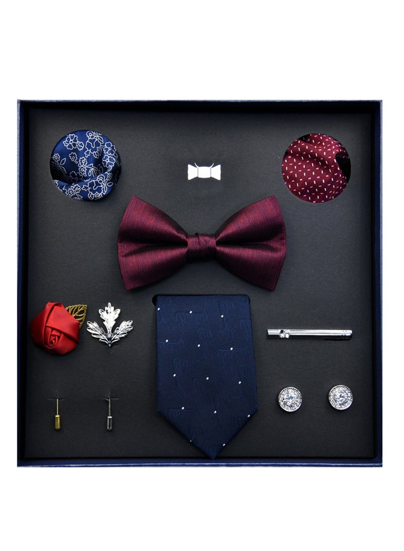 8 pcs high-end tie men's business professional formal tie bow tie cufflinks fashion accessories gift box