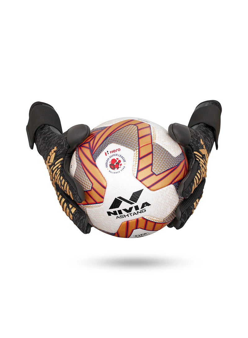 Ashtang Gold Rubber Football Goalkeeper Hand Gloves | Medium | for Men & Women | for Football, Soccer goalkeeping