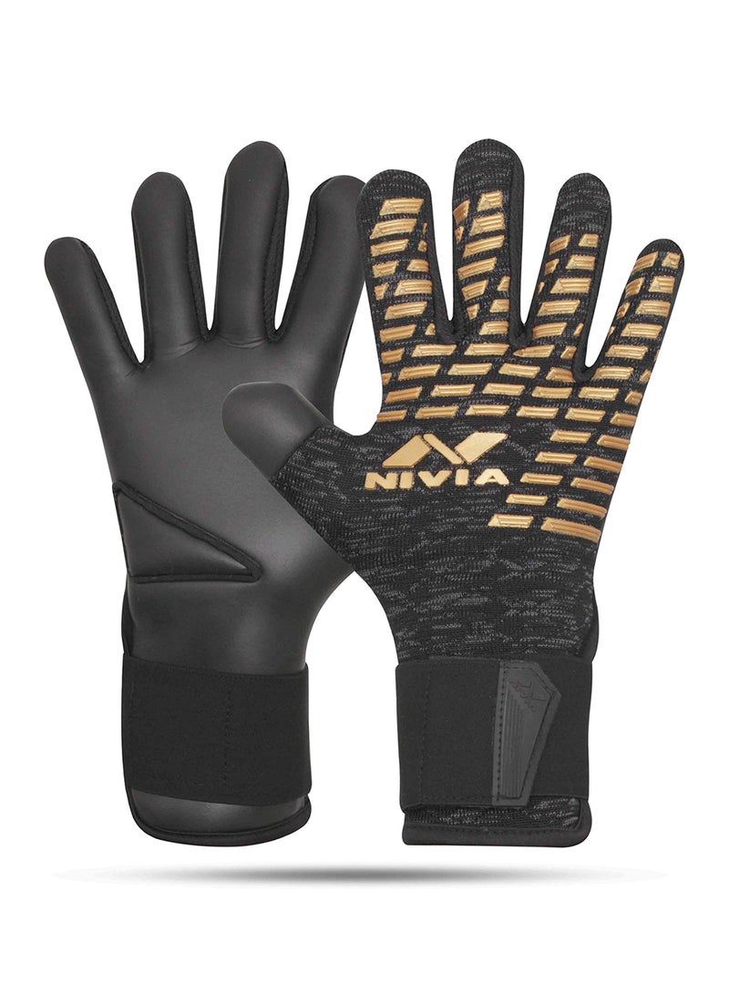 Ashtang Gold Rubber Football Goalkeeper Hand Gloves | Medium | for Men & Women | for Football, Soccer goalkeeping