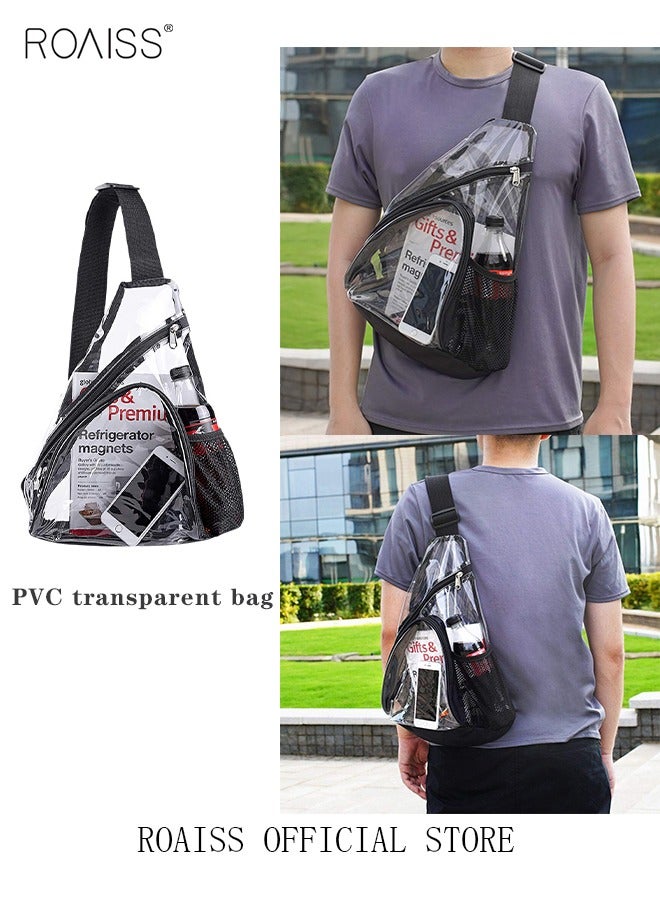 Men's and women's PVC transparent backpack cross body chest bag shoulder bag mini cross body bag jelly black edge transparent bag waterproof security bag