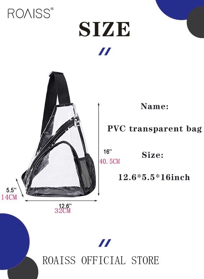 Men's and women's PVC transparent backpack cross body chest bag shoulder bag mini cross body bag jelly black edge transparent bag waterproof security bag