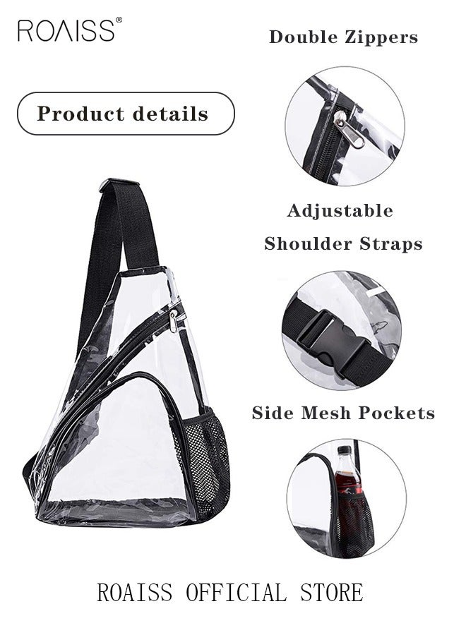 Men's and women's PVC transparent backpack cross body chest bag shoulder bag mini cross body bag jelly black edge transparent bag waterproof security bag