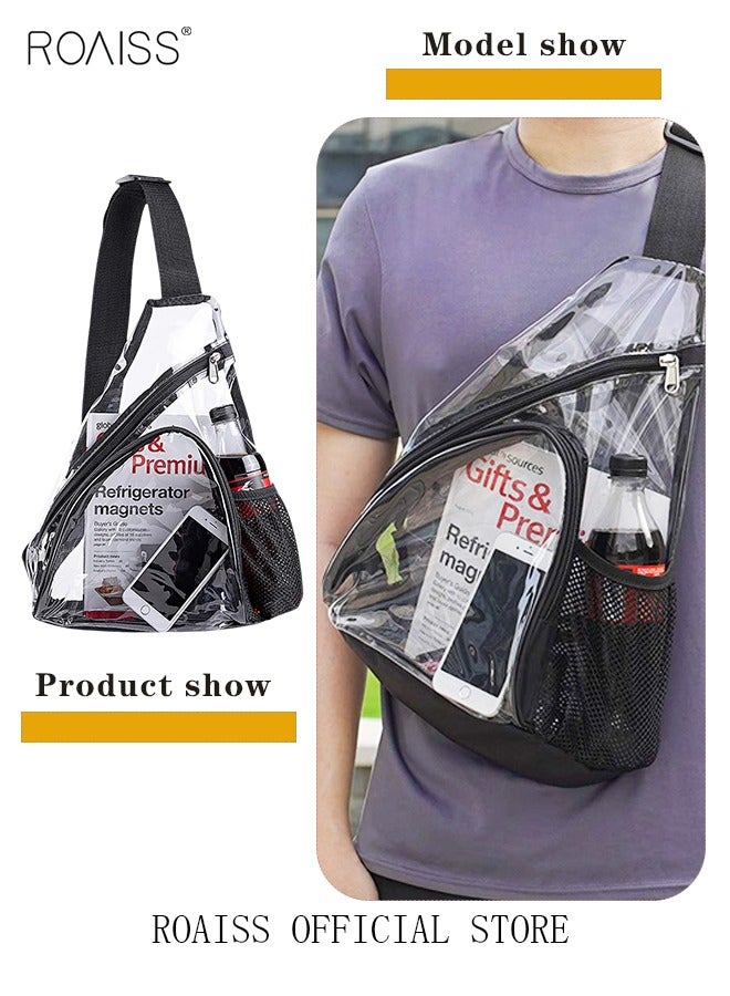 Men's and women's PVC transparent backpack cross body chest bag shoulder bag mini cross body bag jelly black edge transparent bag waterproof security bag