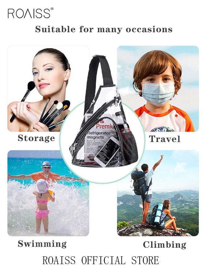 Men's and women's PVC transparent backpack cross body chest bag shoulder bag mini cross body bag jelly black edge transparent bag waterproof security bag