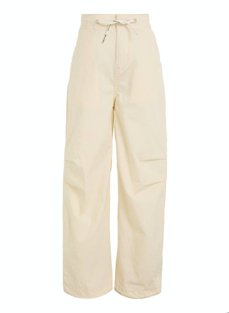 Boys' Woven Wide Jogger Pants - Cotton, Beige