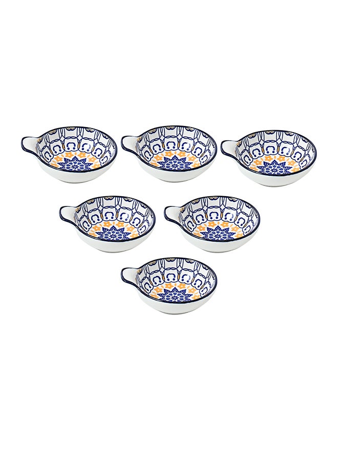 6-Piece Ceramic Hand-Painted Underglaze Color Nordic Style Household Saucer With Handle Multicolour 11.2x9.5x4cm